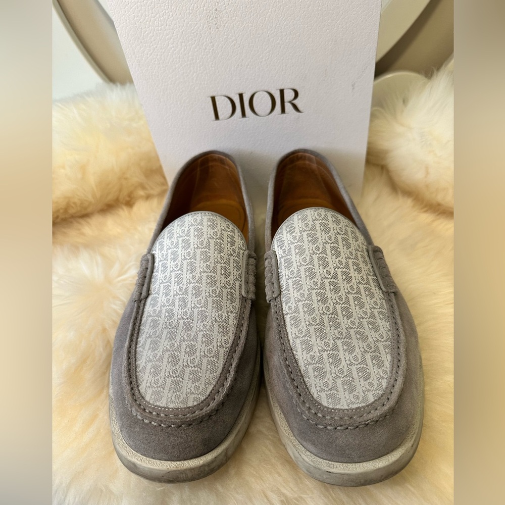 Dior Oblique Gray & White Men's “Granville” Loafers